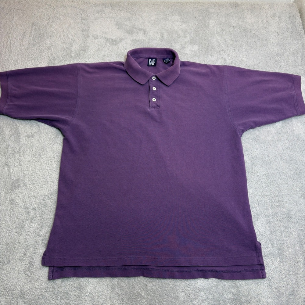 GAP Polo Shirt Mens Large Purple Short Sleeve 100% Cotton Pique Vintage Style